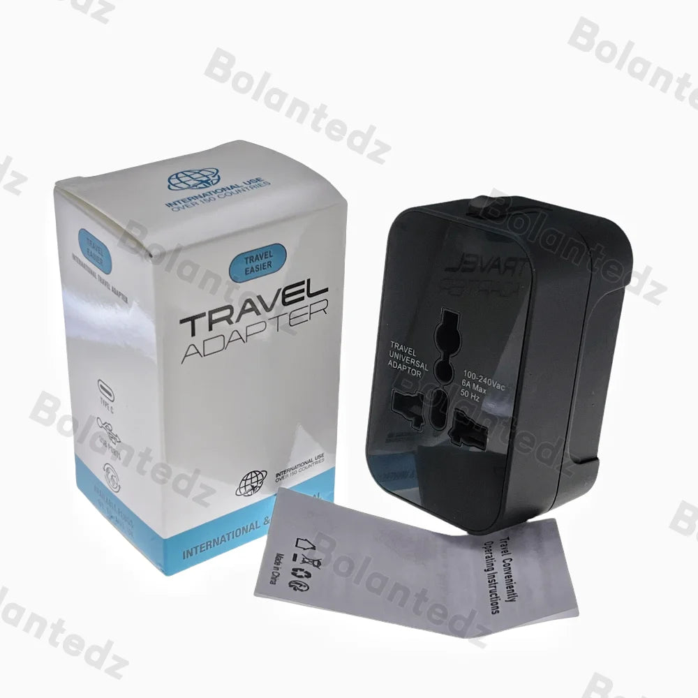 All-in-One Universal Travel Adapter | 2 USB + 1 Type-C | AU/US/UK/EU Plug