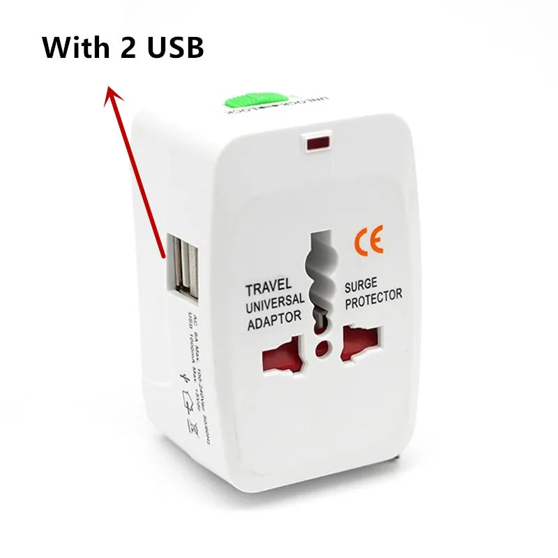 All-in-One Universal Travel Adapter | 2 USB + 1 Type-C | AU/US/UK/EU Plug