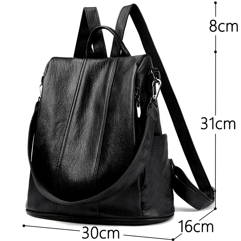 Luxury Anti-Theft Leather Backpack | Waterproof & Secure Travel Bag