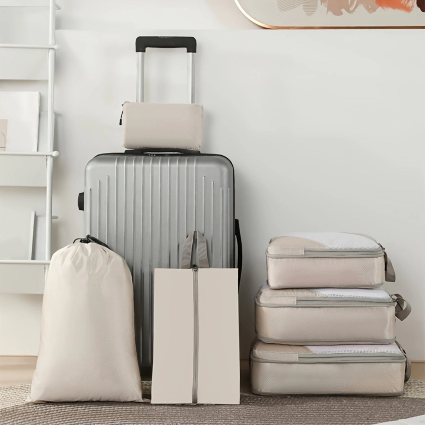 Compression Packing Cube Set 6pcs | Travel Luggage Organisers for Clothes, Shoes & Laundry
