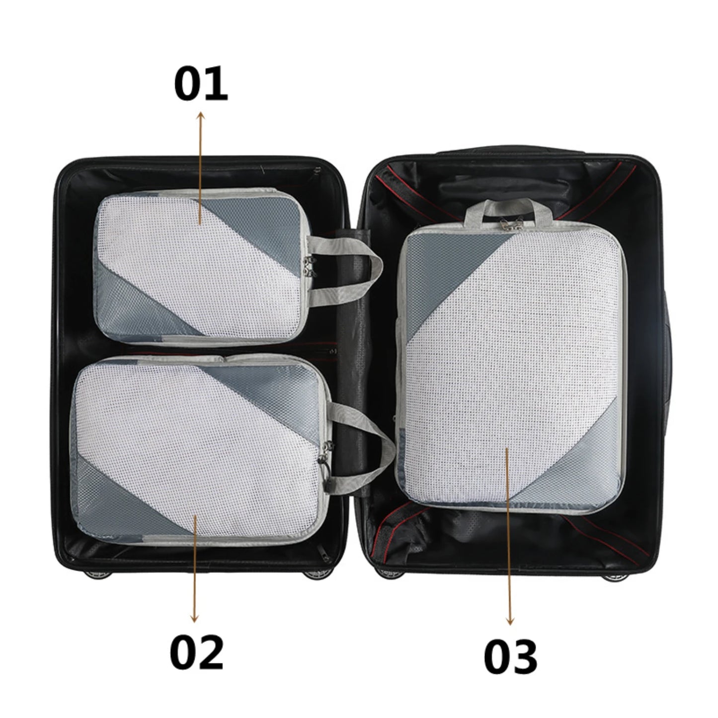 Compression Packing Cube Set 6pcs | Travel Luggage Organisers for Clothes, Shoes & Laundry