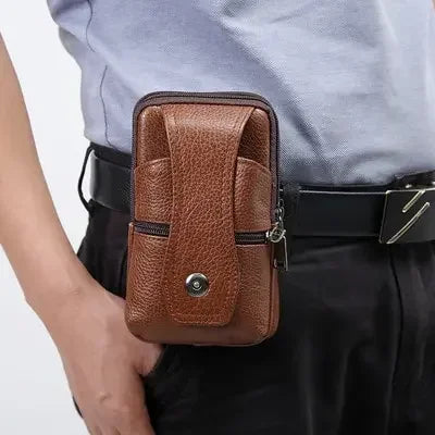 Men’s Leather Waist Bag | Multi-Layer Belt & Crossbody Pouch for Travel & Everyday Carry