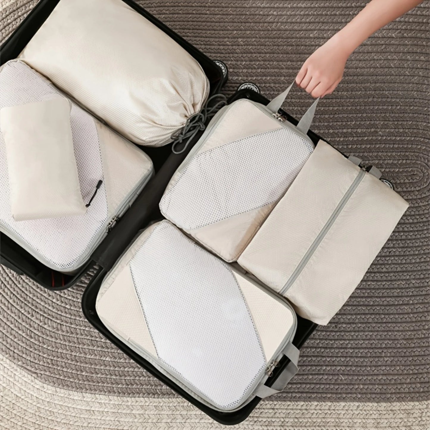 Compression Packing Cube Set 6pcs | Travel Luggage Organisers for Clothes, Shoes & Laundry