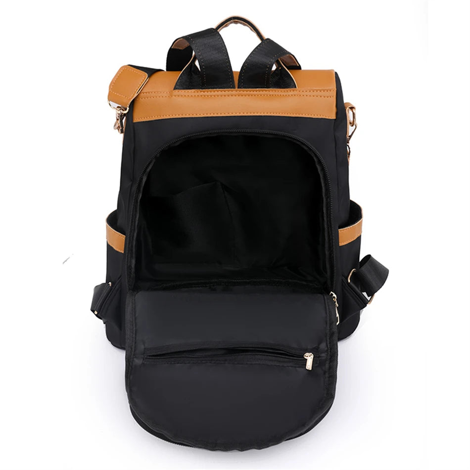Colourblock Nylon Travel Backpack | Lightweight & Anti-Theft