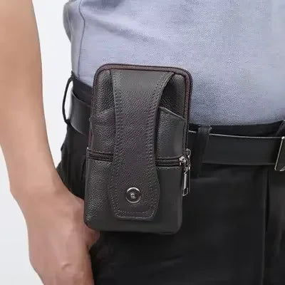 Men’s Leather Waist Bag | Multi-Layer Belt & Crossbody Pouch for Travel & Everyday Carry