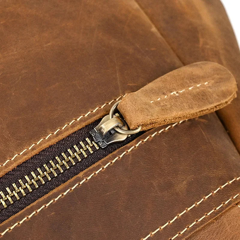 Men’s Vintage Leather Travel Backpack | Genuine Retro Cowhide 14" Bag