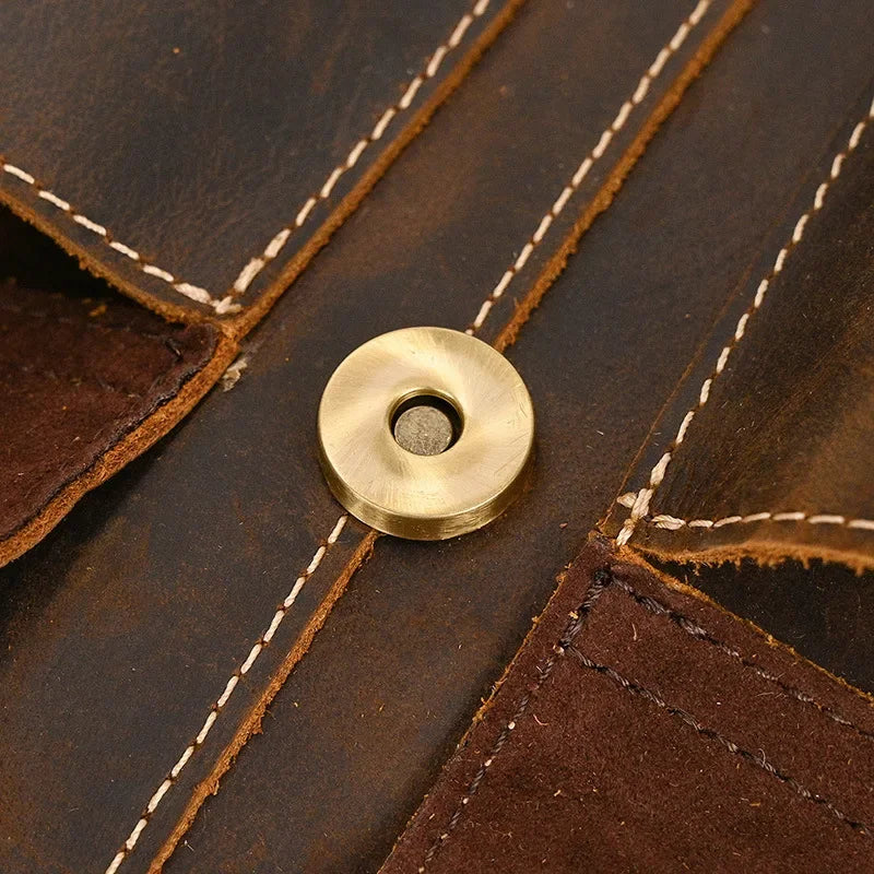 Men’s Vintage Leather Travel Backpack | Genuine Retro Cowhide 14" Bag