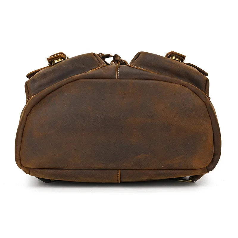 Men’s Vintage Leather Travel Backpack | Genuine Retro Cowhide 14" Bag