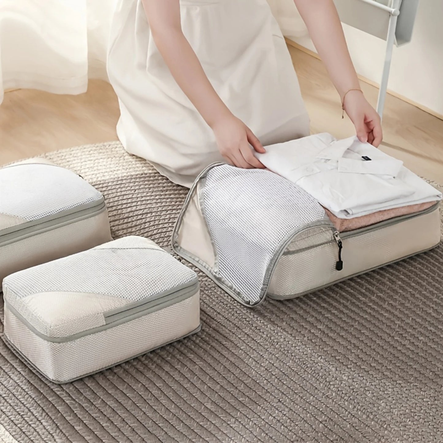 Compression Packing Cube Set 6pcs | Travel Luggage Organisers for Clothes, Shoes & Laundry