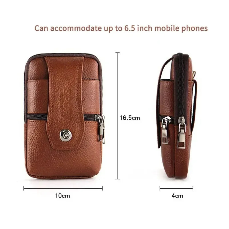Men’s Leather Waist Bag | Multi-Layer Belt & Crossbody Pouch for Travel & Everyday Carry