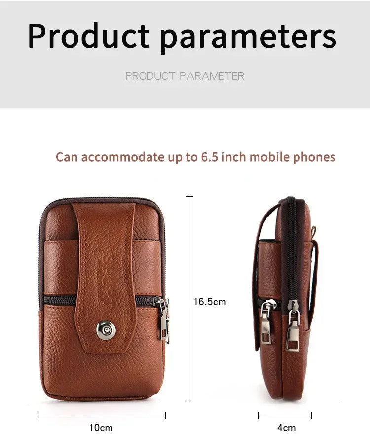 Men’s Leather Waist Bag | Multi-Layer Belt & Crossbody Pouch for Travel & Everyday Carry
