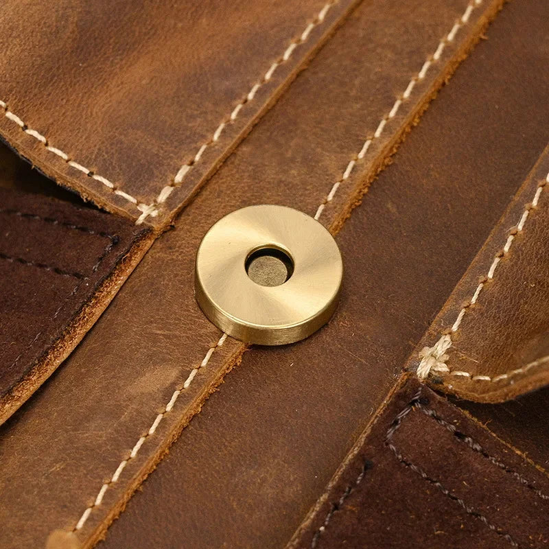 Men’s Vintage Leather Travel Backpack | Genuine Retro Cowhide 14" Bag
