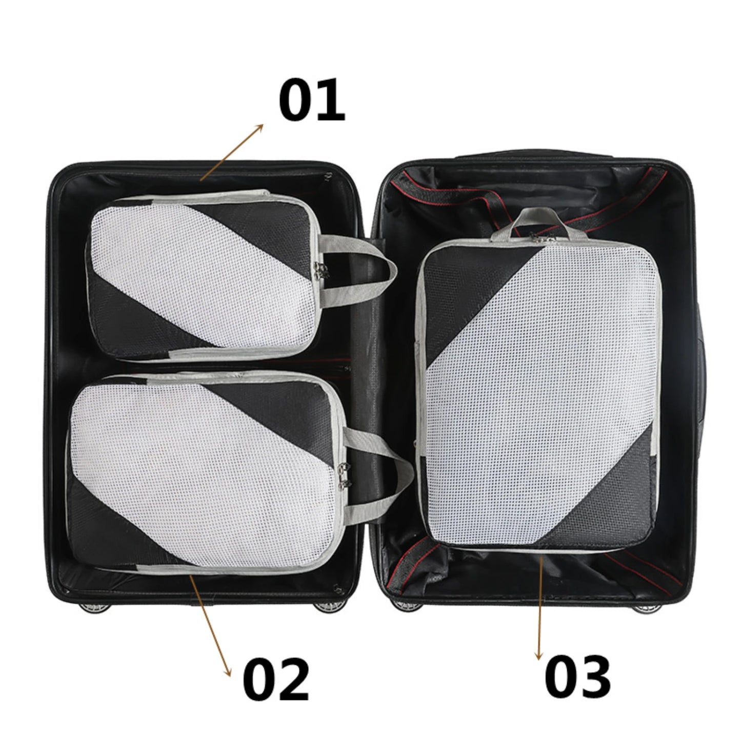 Compression Packing Cube Set 6pcs | Travel Luggage Organisers for Clothes, Shoes & Laundry
