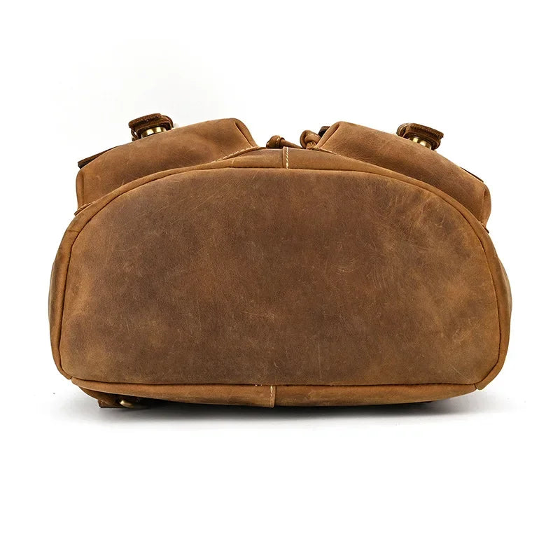 Men’s Vintage Leather Travel Backpack | Genuine Retro Cowhide 14" Bag