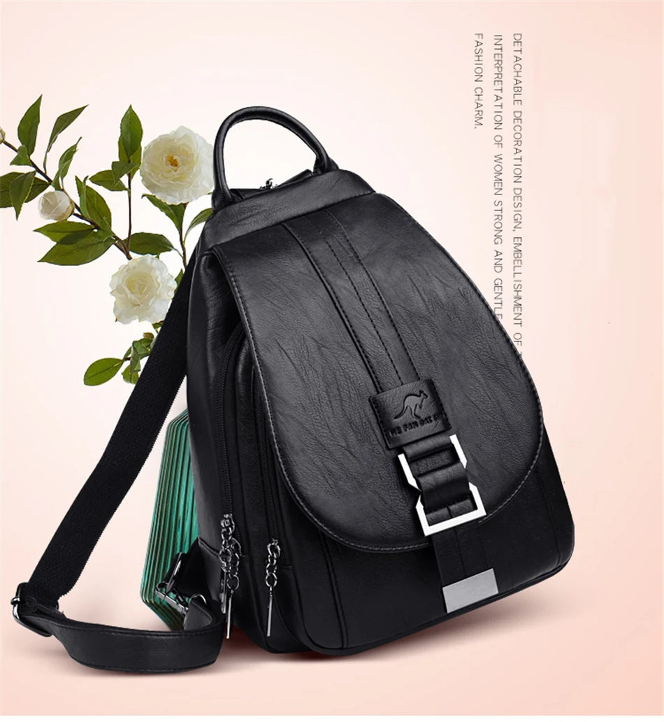 Convertible Leather Backpack | Crossbody & Shoulder Bag in One