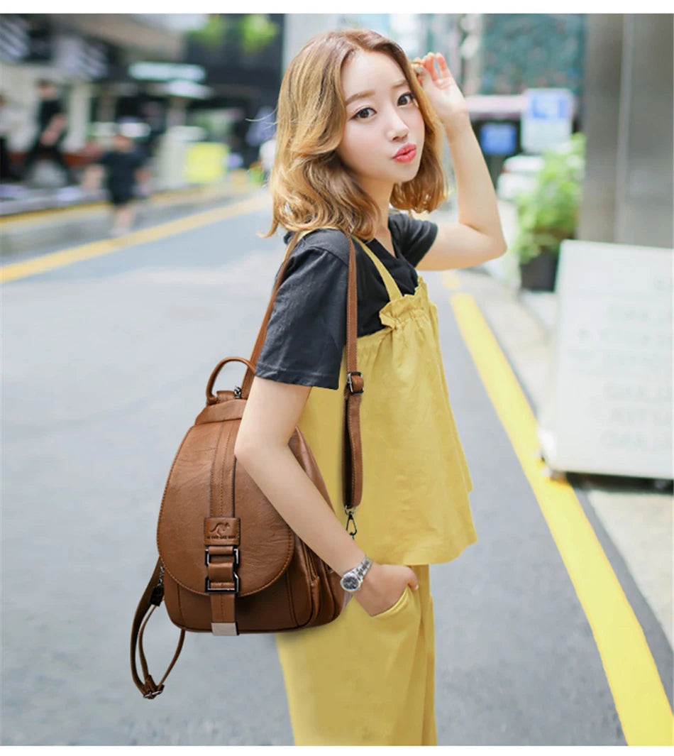 Convertible Leather Backpack | Crossbody & Shoulder Bag in One