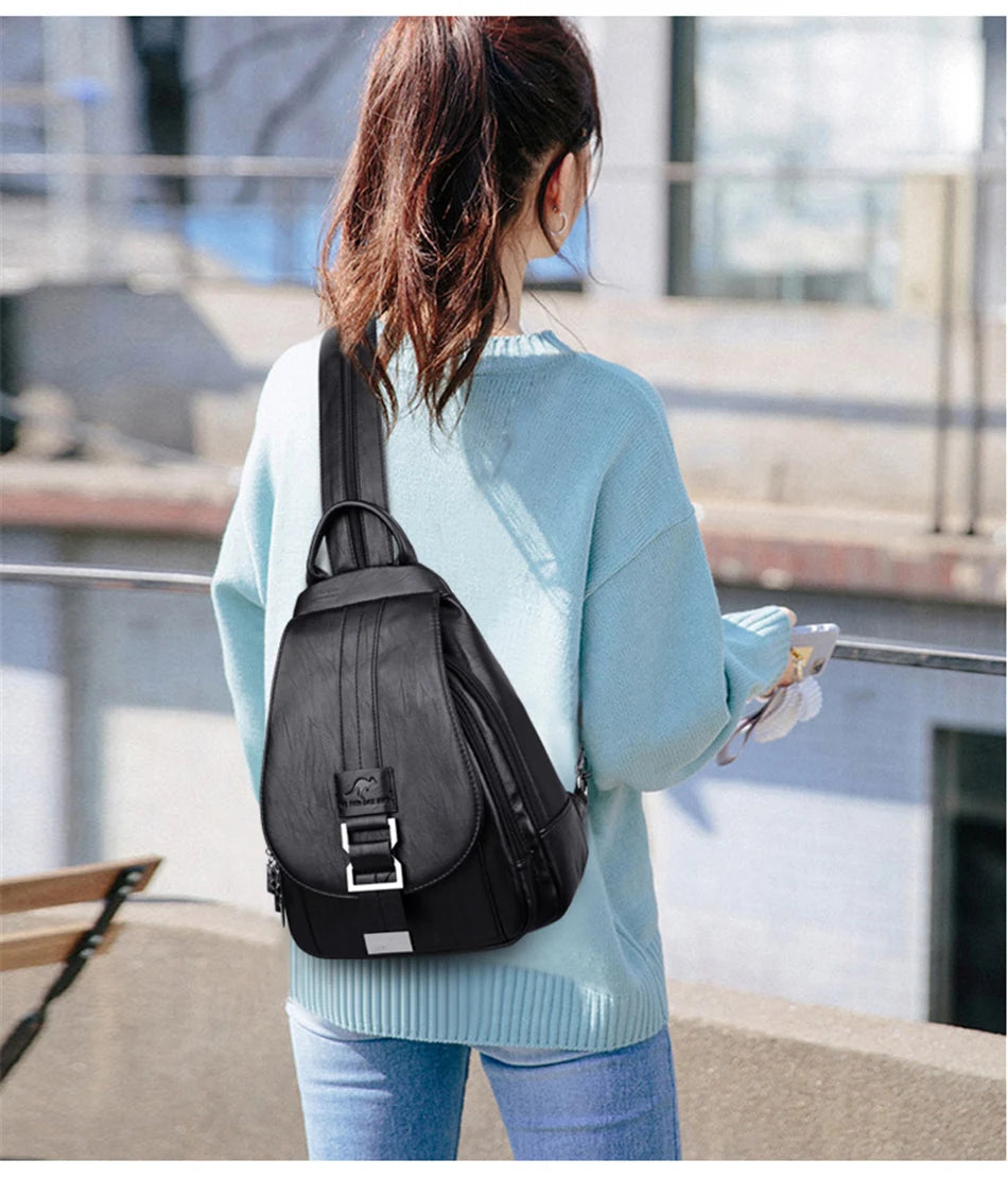 Convertible Leather Backpack | Crossbody & Shoulder Bag in One