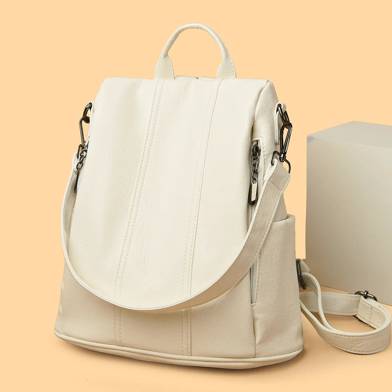 Luxury Anti-Theft Leather Backpack | Waterproof & Secure Travel Bag