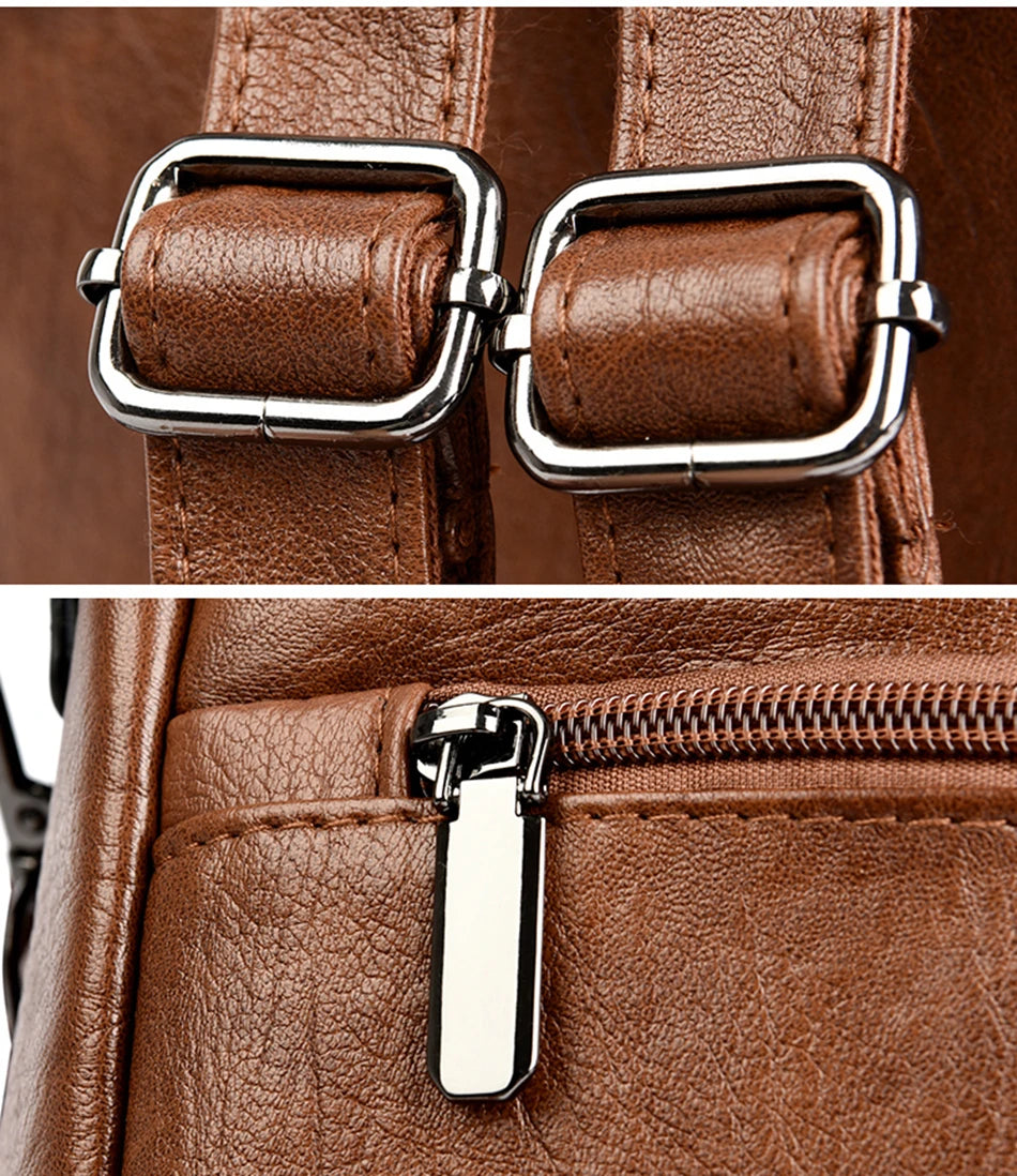 Luxury Anti-Theft Leather Backpack | Waterproof & Secure Travel Bag