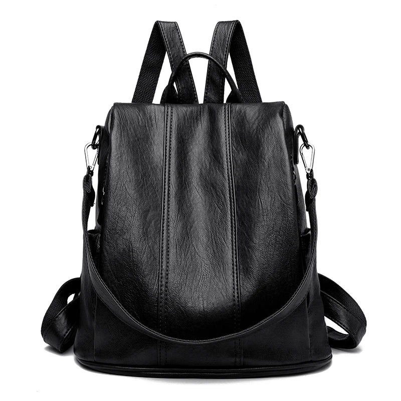 Luxury Anti-Theft Leather Backpack | Waterproof & Secure Travel Bag