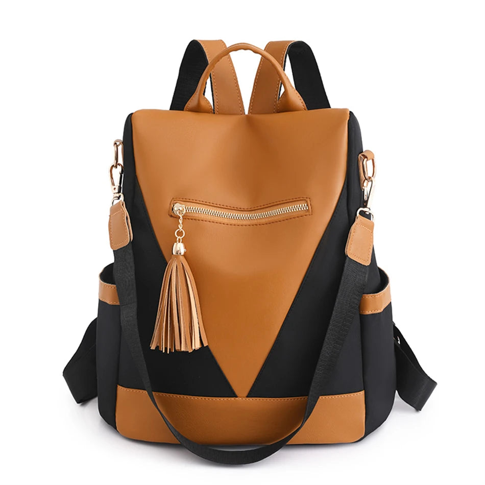 Colourblock Nylon Travel Backpack | Lightweight & Anti-Theft