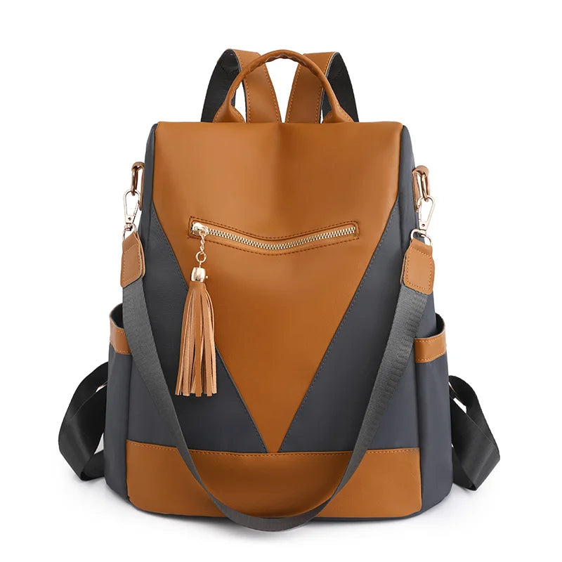 Colourblock Nylon Travel Backpack | Lightweight & Anti-Theft