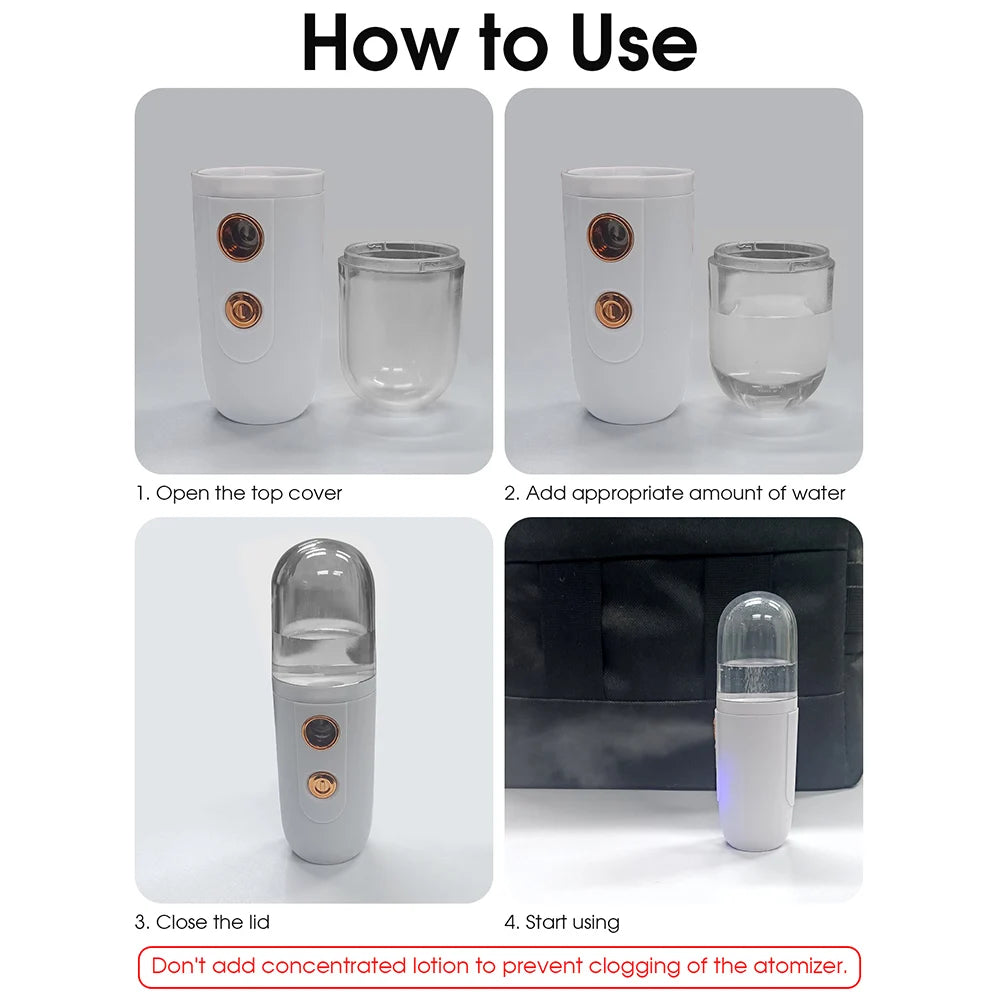 Mini Nano Facial Steamer | Portable Hydrating Face Mist & Humidifier