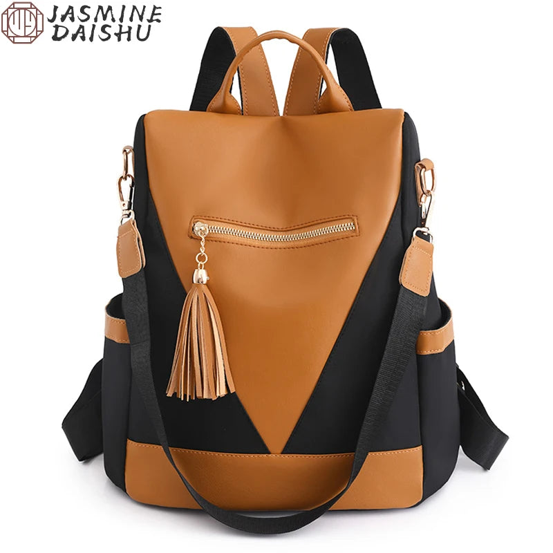 Colourblock Nylon Travel Backpack | Lightweight & Anti-Theft