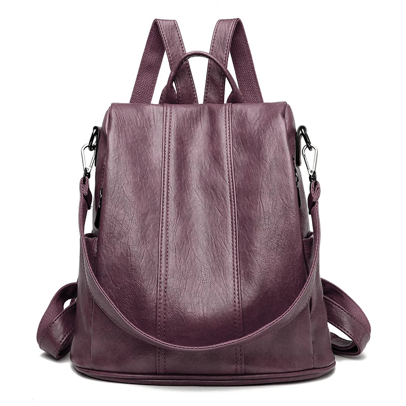 Luxury Anti-Theft Leather Backpack | Waterproof & Secure Travel Bag