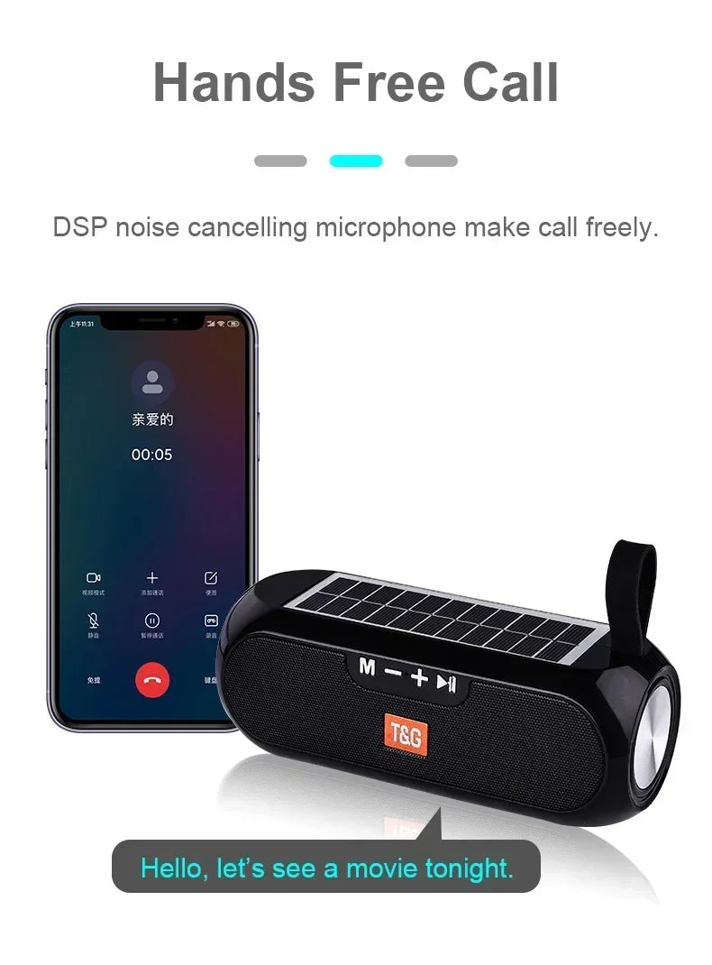 Solar Bluetooth Speaker | Wireless Outdoor Speaker with FM Radio, Mic & Waterproof Design