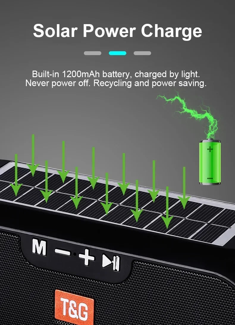 Solar Bluetooth Speaker | Wireless Outdoor Speaker with FM Radio, Mic & Waterproof Design
