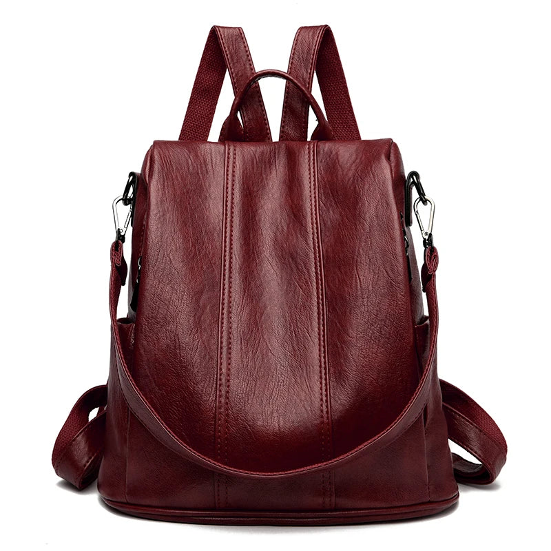 Luxury Anti-Theft Leather Backpack | Waterproof & Secure Travel Bag