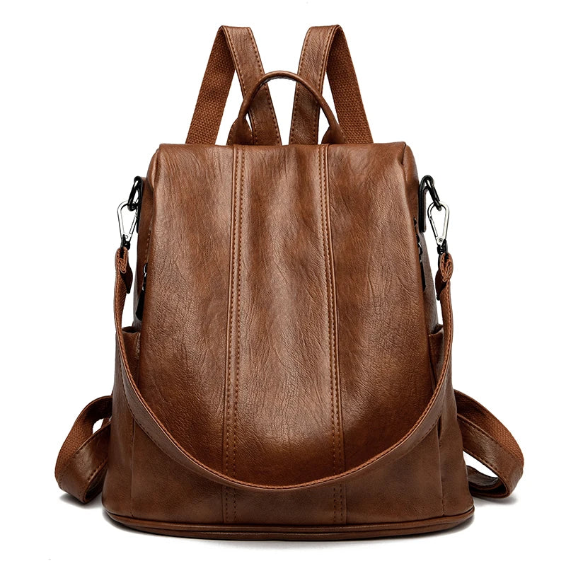 Luxury Anti-Theft Leather Backpack | Waterproof & Secure Travel Bag