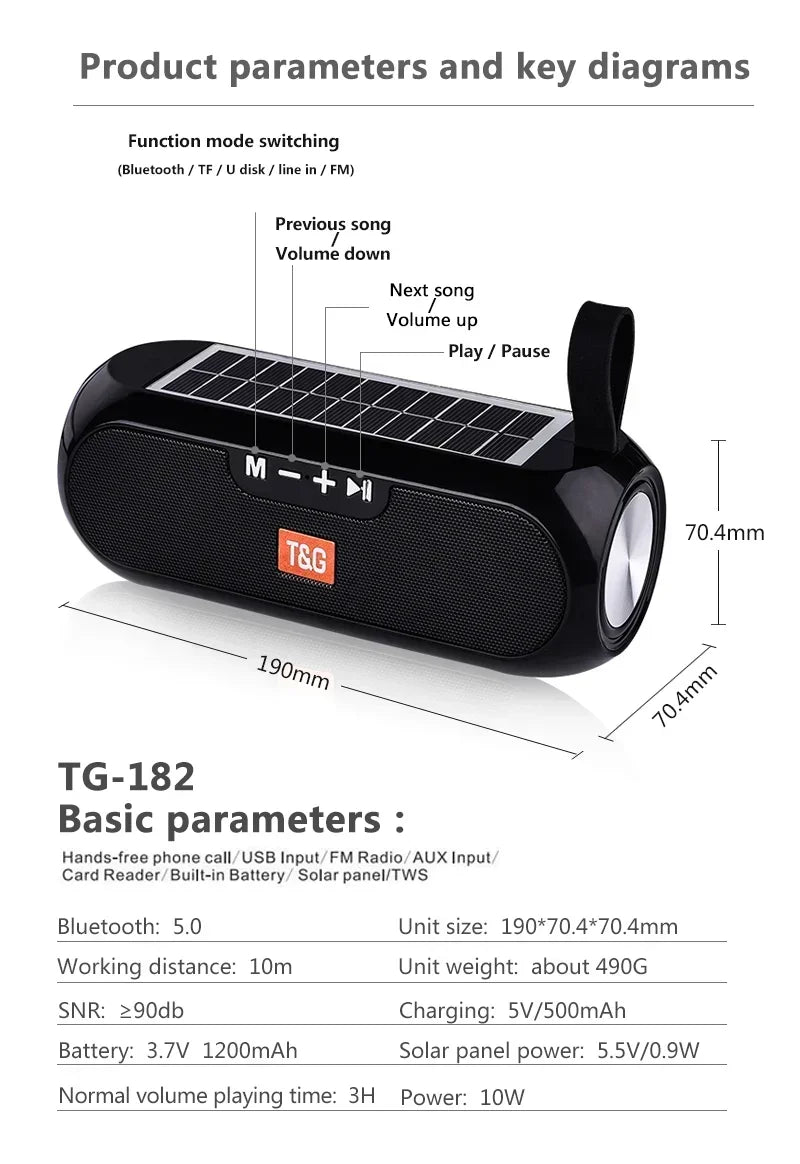 Solar Bluetooth Speaker | Wireless Outdoor Speaker with FM Radio, Mic & Waterproof Design