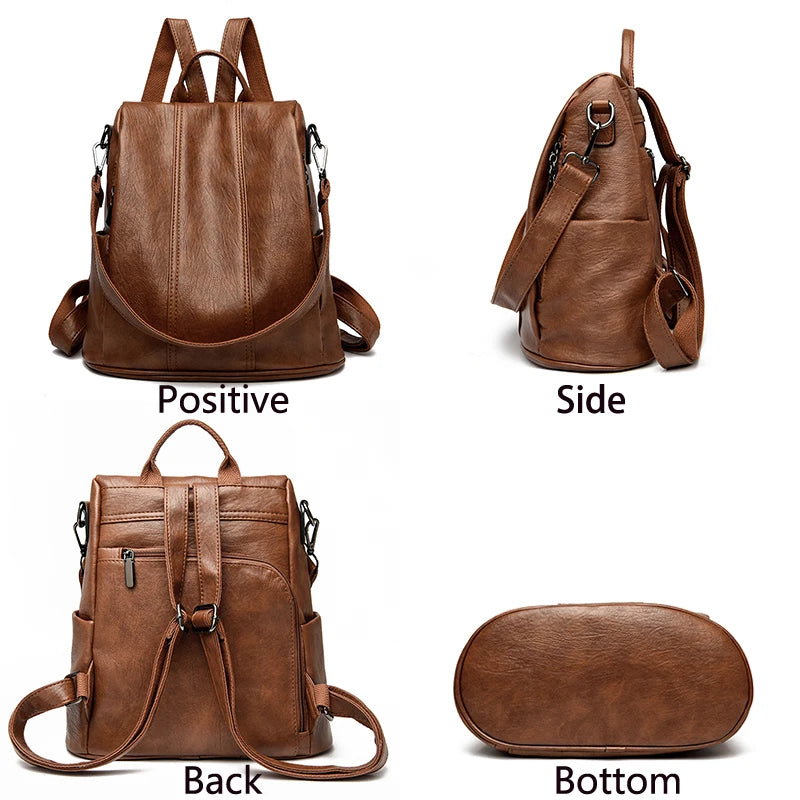 Luxury Anti-Theft Leather Backpack | Waterproof & Secure Travel Bag