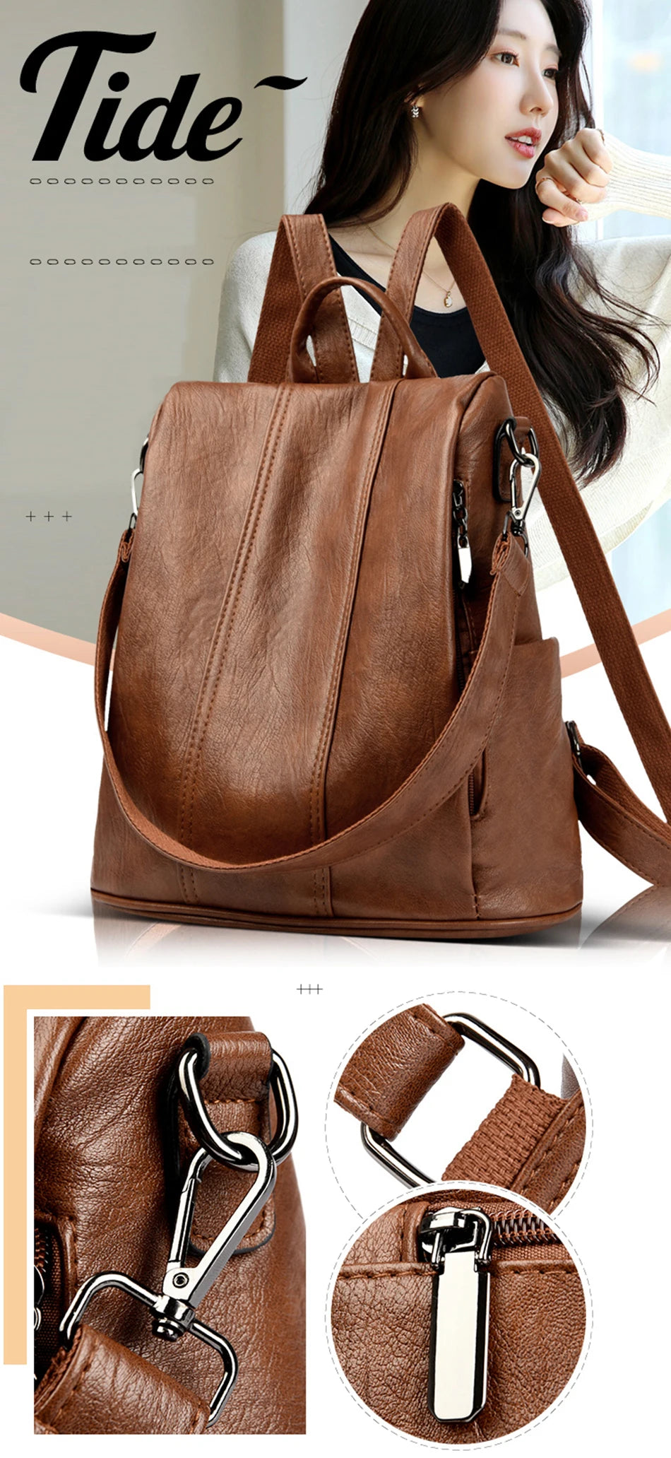 Luxury Anti-Theft Leather Backpack | Waterproof & Secure Travel Bag