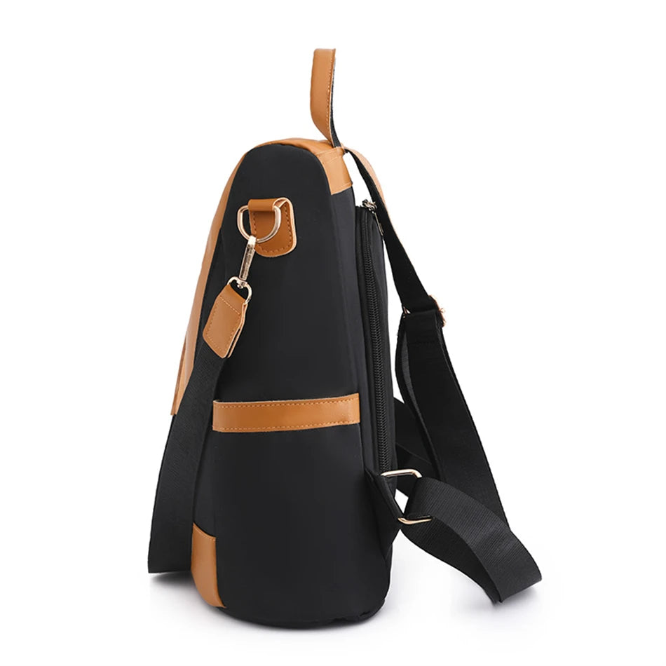 Colourblock Nylon Travel Backpack | Lightweight & Anti-Theft
