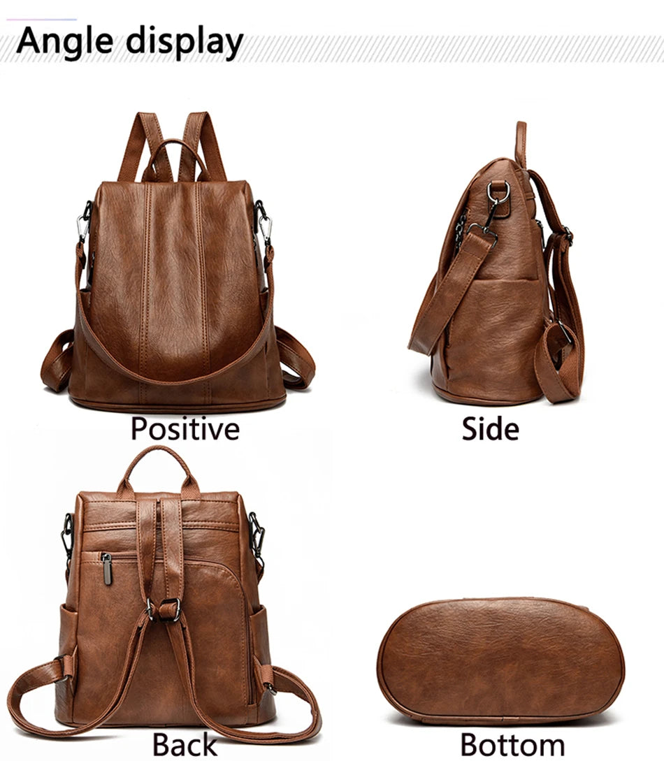 Luxury Anti-Theft Leather Backpack | Waterproof & Secure Travel Bag