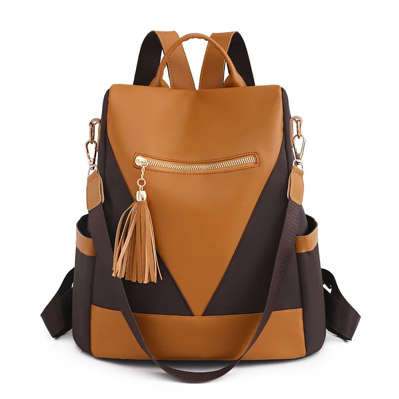Colourblock Nylon Travel Backpack | Lightweight & Anti-Theft