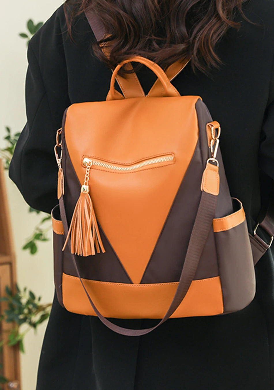 Colourblock Nylon Travel Backpack | Lightweight & Anti-Theft