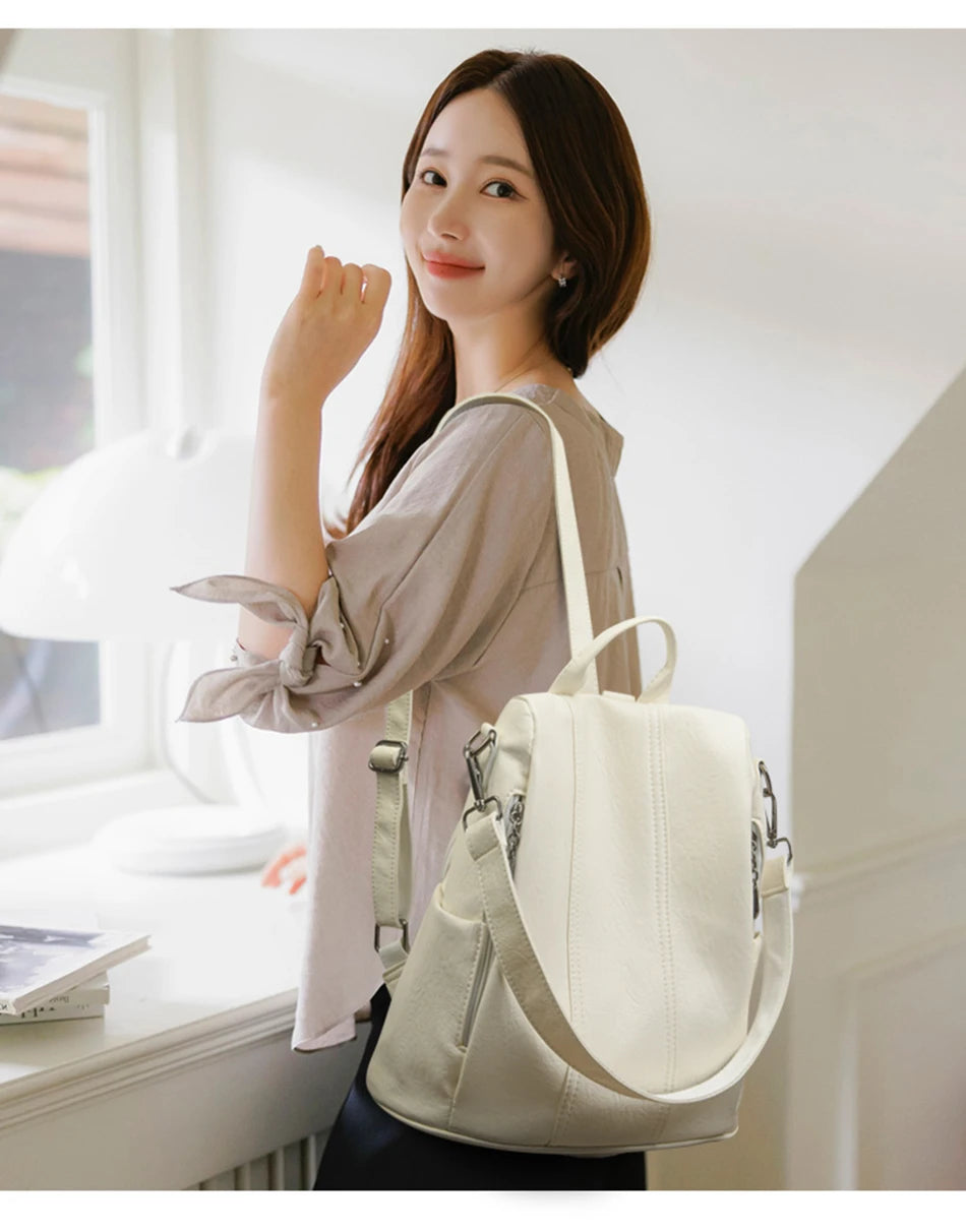 Luxury Anti-Theft Leather Backpack | Waterproof & Secure Travel Bag