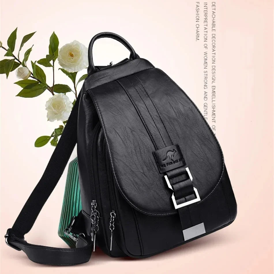 Convertible Leather Backpack | Crossbody & Shoulder Bag in One