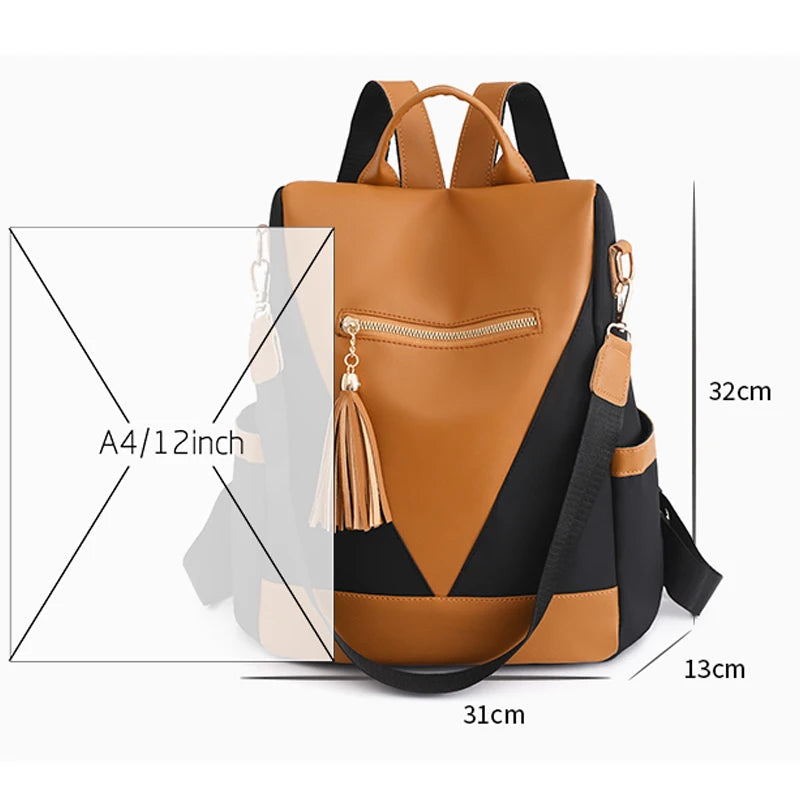 Colourblock Nylon Travel Backpack | Lightweight & Anti-Theft