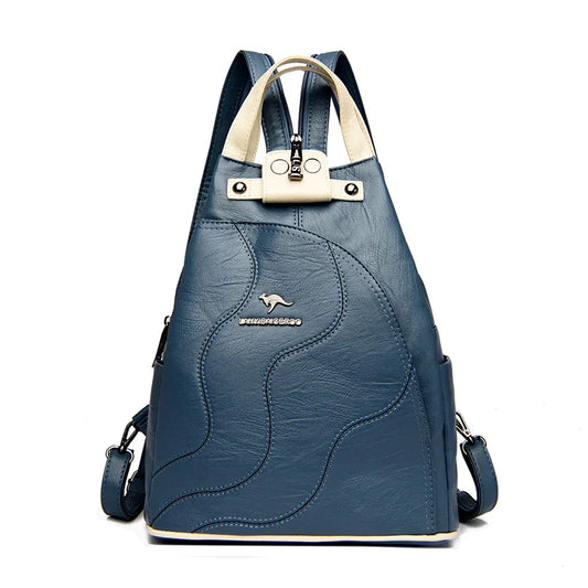 Vintage Leather Bookpack | Large-Capacity Travel & Work Backpack