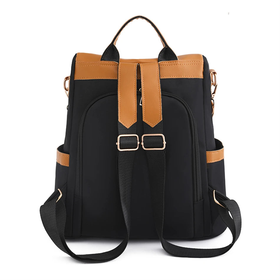 Colourblock Nylon Travel Backpack | Lightweight & Anti-Theft