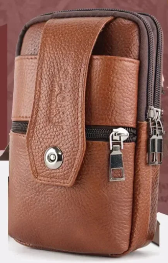Men’s Leather Waist Bag | Multi-Layer Belt & Crossbody Pouch for Travel & Everyday Carry