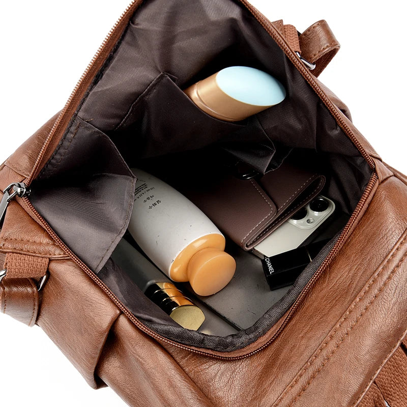 Luxury Anti-Theft Leather Backpack | Waterproof & Secure Travel Bag