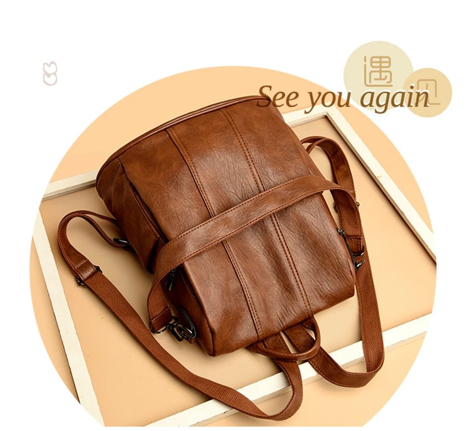 Luxury Anti-Theft Leather Backpack | Waterproof & Secure Travel Bag