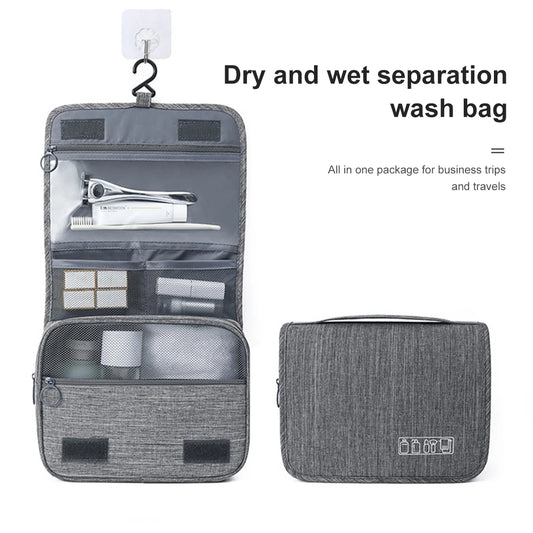 Large Travel Toiletry Bag with Hook | Portable Hanging Cosmetic & Storage Organiser
