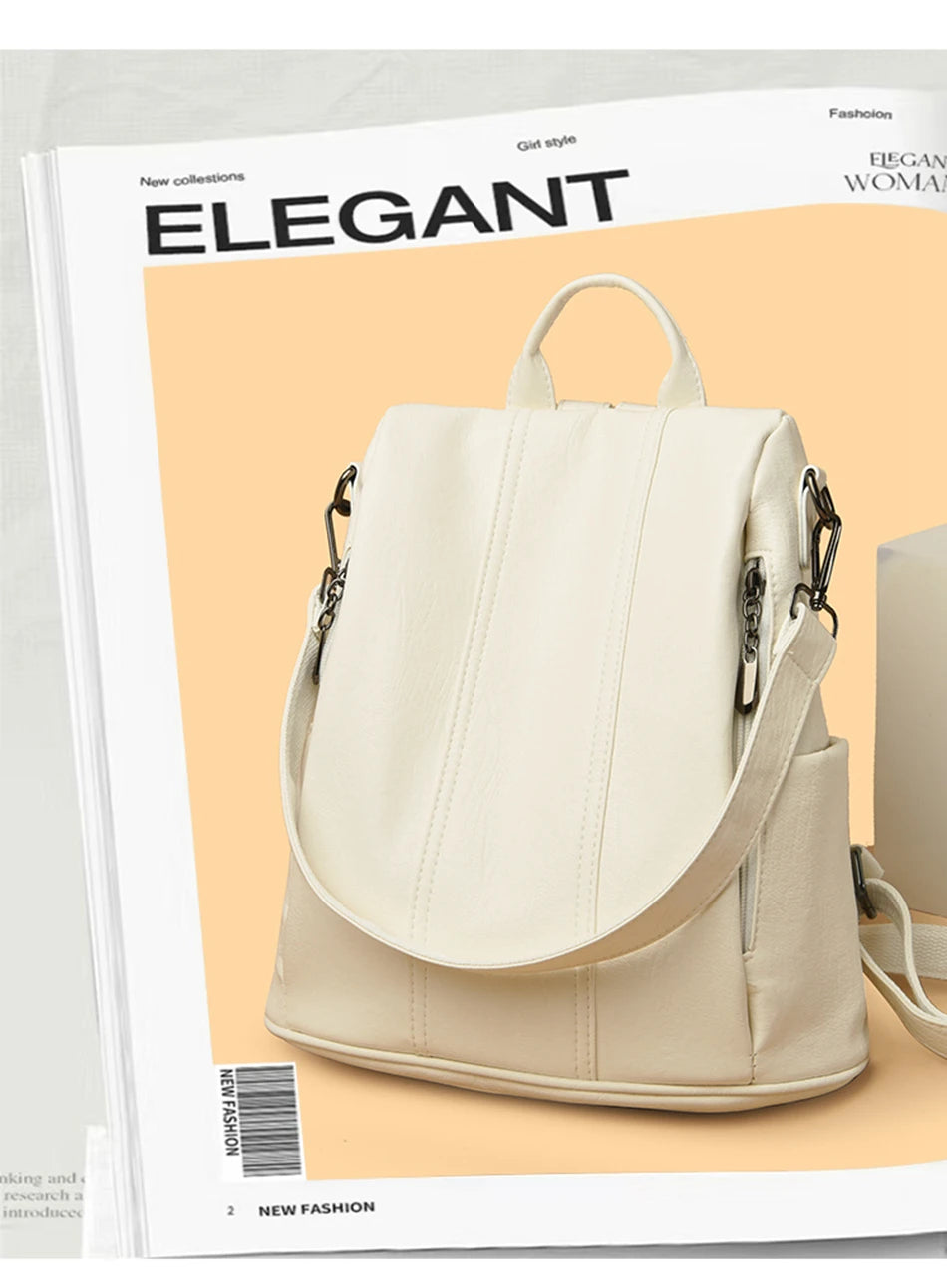 Luxury Anti-Theft Leather Backpack | Waterproof & Secure Travel Bag
